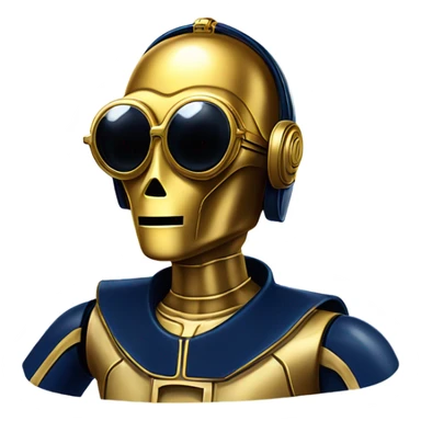 C-3PO wearing A pair of navy blue heart shaped sunglasses  sticker