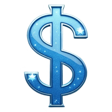 dollar sign with sparkles, blue color sticker