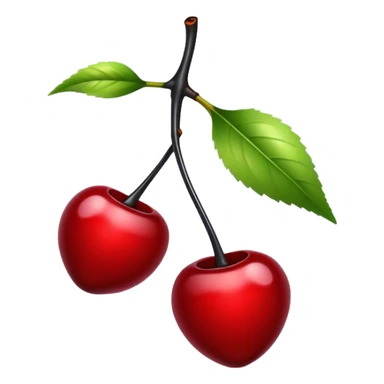 Jet black glossy cherries bright red stems  sticker