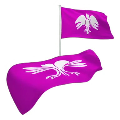 big fuchsia flag and white inscription - idea sticker