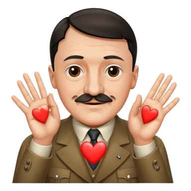 Adolf hitler making heart with fingers sticker