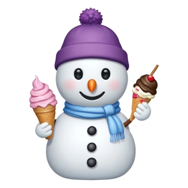 snowmen holding ice cream single snowmen with winter cap sticker