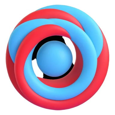 circle showing jealousy, blending baby blue and red colors, Microsoft 3D Fluent style sticker