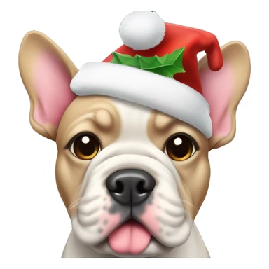 French bull dog wearing a Christmas hat  sticker