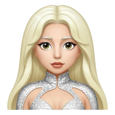 Lady Gaga with long platinum blonde hair, white sequin outfit sticker