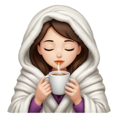 girl inside a blanket sipping coffee eyes closed sticker