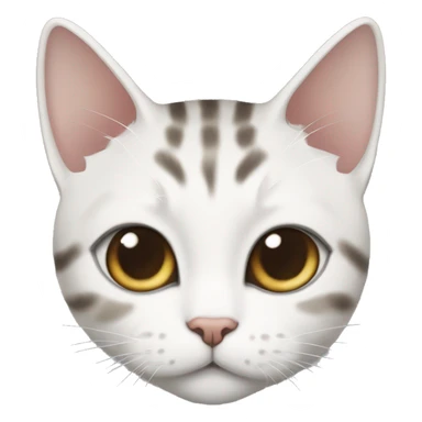 A Korean shorthair cat, a mackerel tabby, diamond-shaped white fur from the bridge of the nose to the mouth, white fur on the limbs and chest. sticker