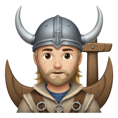 Young viking sailor on ship deck sticker
