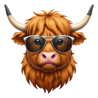 Highland cow in sunglasses  sticker