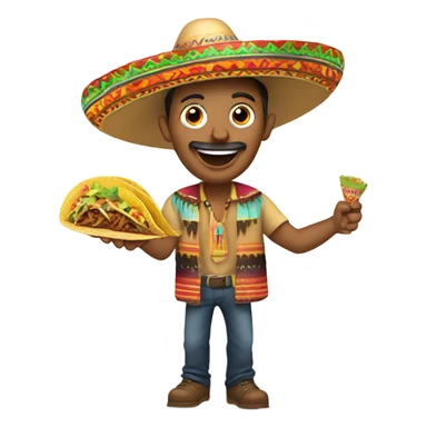 Man in sombrero eating taco sticker