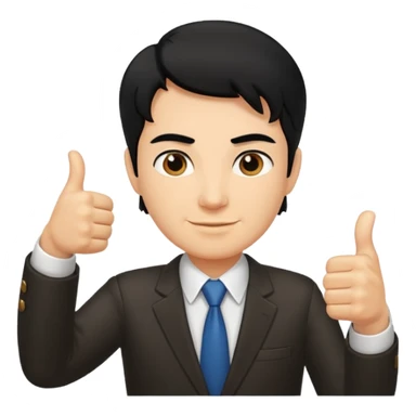 Boss with thumbs up black hair sticker