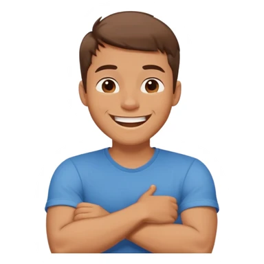 Guy with his arms crossed around neck laughing sticker