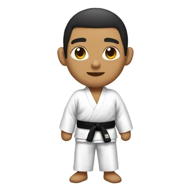 Latino man wit jujitsu kimono and a white belt sticker