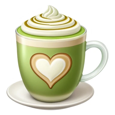 pistachio latte with heart foam art sticker
