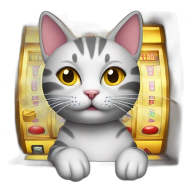 cartoon cat with slot machines sticker