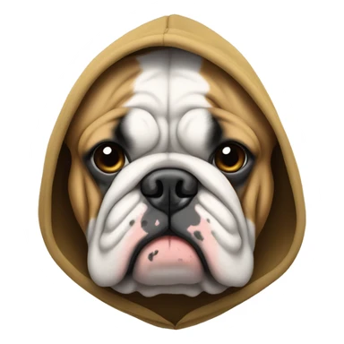 English bulldog wearing a hoodie sticker