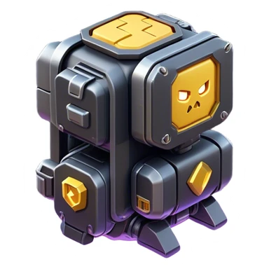 Clash of Clans aesthetic: Cinematic Playful 3D Isometric Jetpack Emoji, rendered in a 3D vector-style similar to standard emojis with minimal shading and bold, simplified shapes. A compact, distinct form with signature details, softly glowing with a futuristic sci-fi warfare charm. Simplified yet unmistakably iconic, highly detailed and consistent, glowing with a soft radiance and high shine. Stylized with a touch of high-tech brilliance and a soft glowing outline, capturing the essence of a beloved gaming relic with a friendly, playful manner! sticker