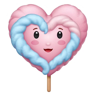 Cotton Candy, Heart-Shaped Cotton Candy – soft pink heart form with sparkle  sticker