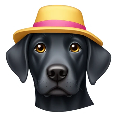 Black lab wearing a bucket hat sticker
