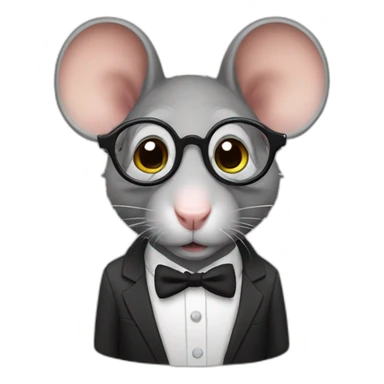 Rat with nerd glasses in Suit Teacher sticker