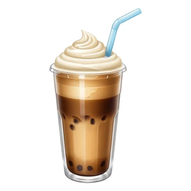 aesthetic iced coffee inside glass cup with glass straw and vanilla foam sticker