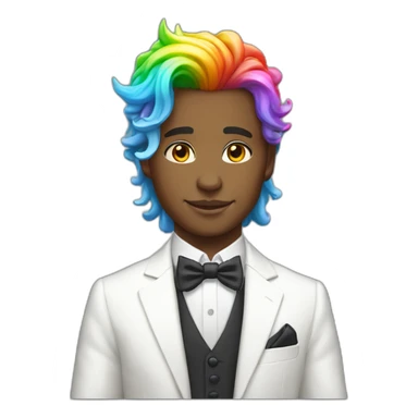 Posh-boy-with-white-suit-and-rainbow-unicorn-hair sticker
