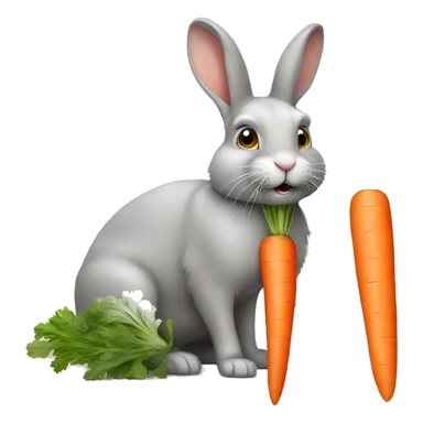 Rabbit eating a carrot sticker