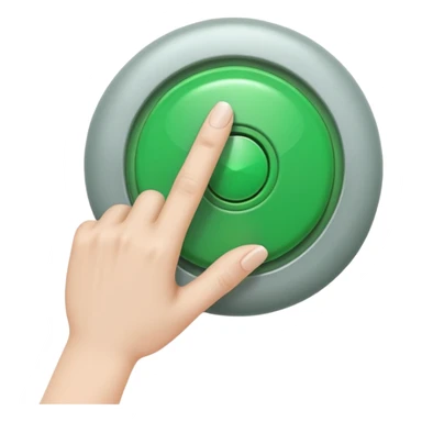 Green Button Being Pushed Down By A Finger sticker