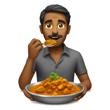 Indian man eating curry sticker