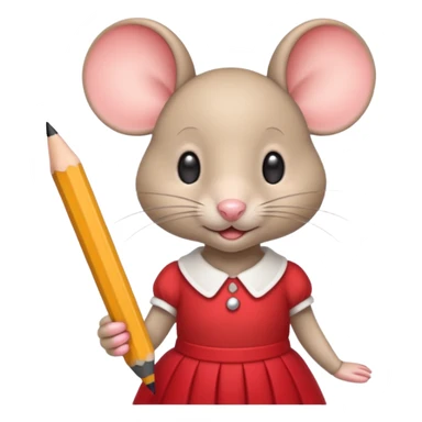 Une souris avec jupe rouge à l'école sticker