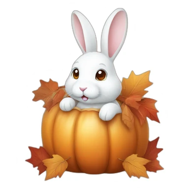 autumn cozy white rabbit sticker
