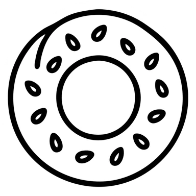 simit, Turkish sesame bread ring outlined icon sticker