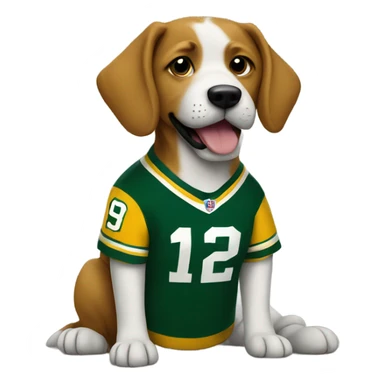 Dog wearing Green Bay jersey  sticker