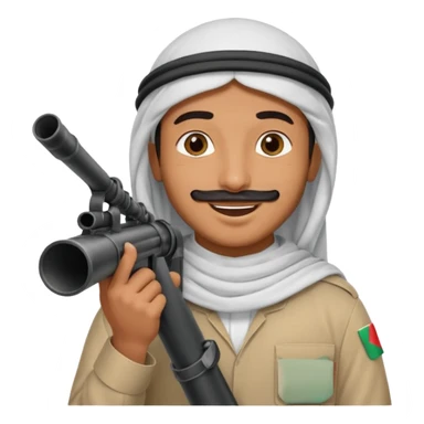 An emarati arab man holding a bazooka while sending kisses sticker