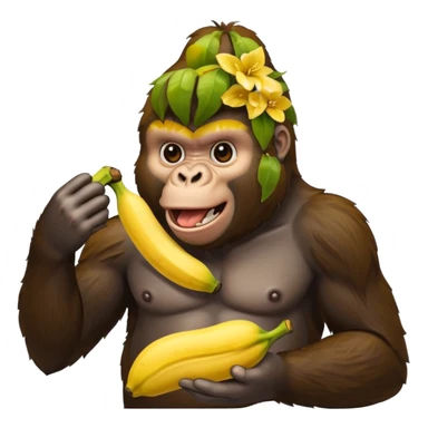 gorilla eating banana sticker