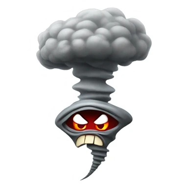 a tornado that is angry with red eyes sticker