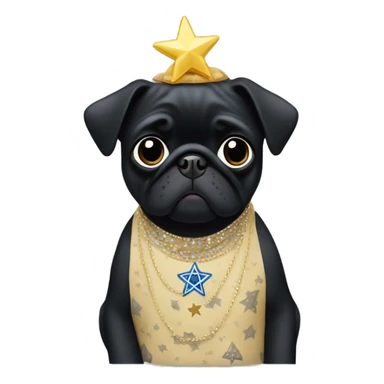 Black pug in a Jewish star dress sticker