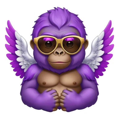 Purple  gorilla with angel wings and chromatic sunglasses sticker