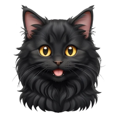 cinematic-yawning black-maine-coon-kitten-portrait-emoji,-head-tilted-playfully-and-inquisitively,-sleek--black-fur,-simplified-yet-adorable-features,-highly-detailed,-glowing-with-a-warm,-friendly-glow  sticker