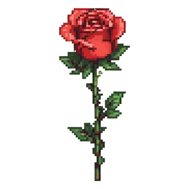 A single red rose with green leaves sticker