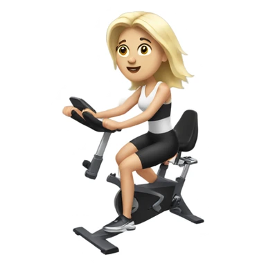 White blond woman being very awkward on a spin bike sticker