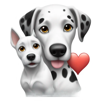 dalmatian and white and grey husky with big heart over head sticker
