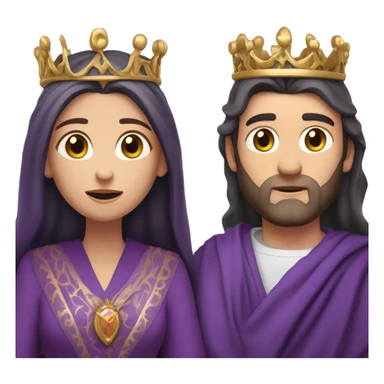 Caucasian long  brunette woman wearing formal royal purple robes and a crown who is pouring her heart out to the man she adores  sticker