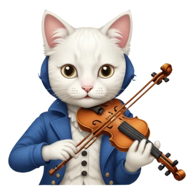 white cat play violin sticker
