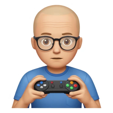 Homme qui joue à la console avec des lunettes et crâne raser sticker