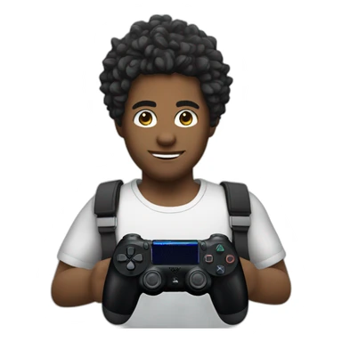 Homme avec cheveux noir avec une manette ps4 sticker