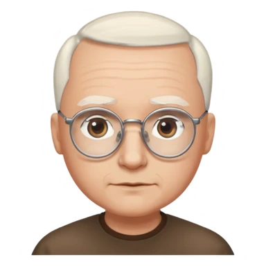 chauve cheveux blanc visage rond lunette gros sourcils sticker