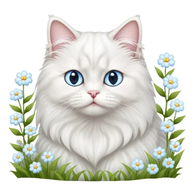 White persian male cat turkish angore with skky blue eyes standing in feed of flowers sticker