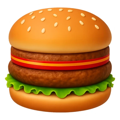 Edit the cheeseburger emoji by removing the extra cheese, keeping the sesame seed bun, and no cheese overall. Remove the background. sticker