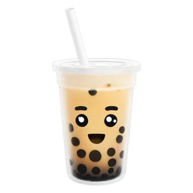 boba tea in cup with one black straw sticker